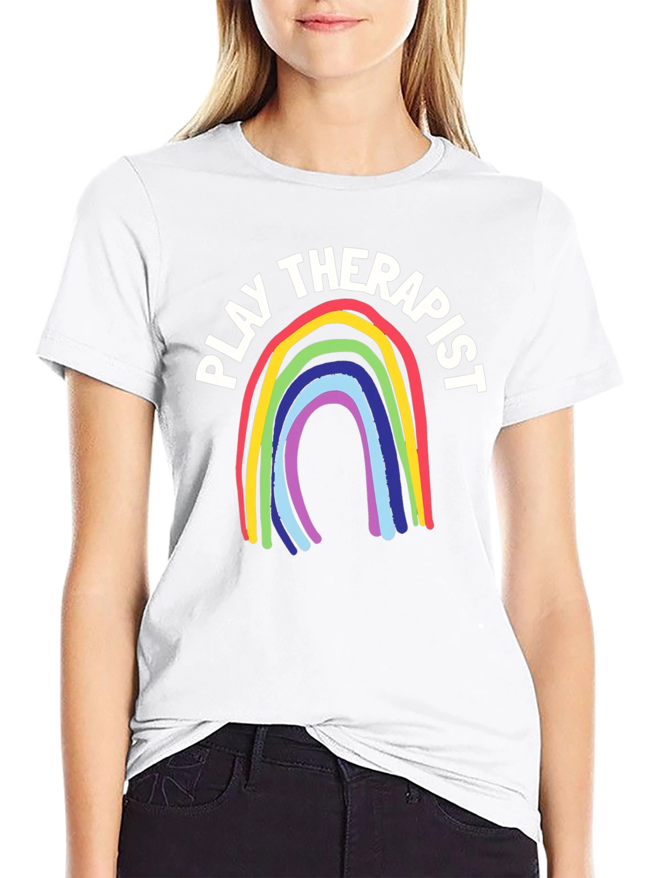 Play Therapist Rainbow Graphic Tee - Black