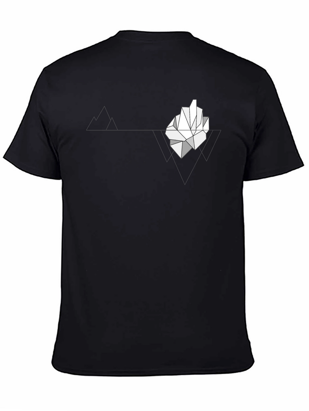 Geometric Iceberg Graphic Print Black T-Shirt