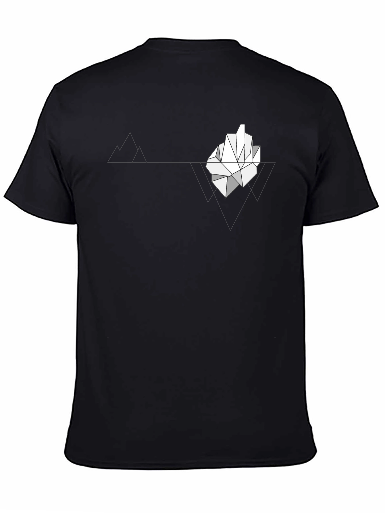 Geometric Iceberg Graphic Print Black T-Shirt