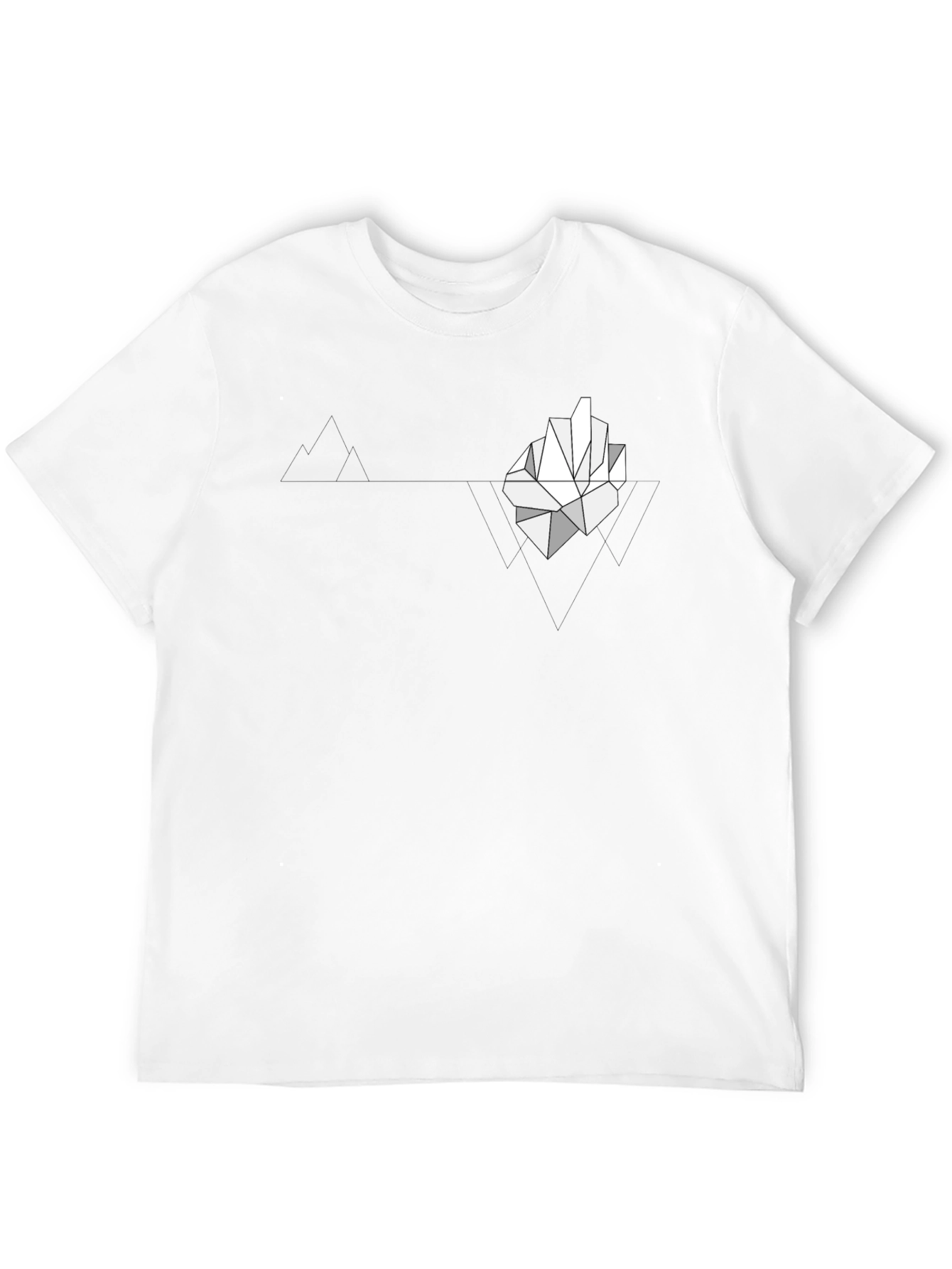 Geometric Iceberg Graphic Print Black T-Shirt