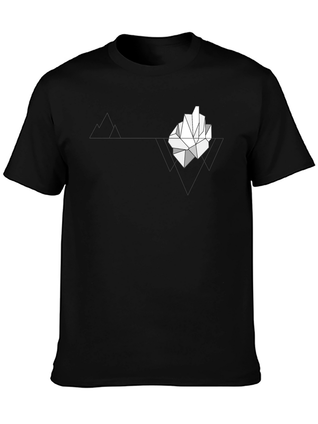 Geometric Iceberg Graphic Print Black T-Shirt