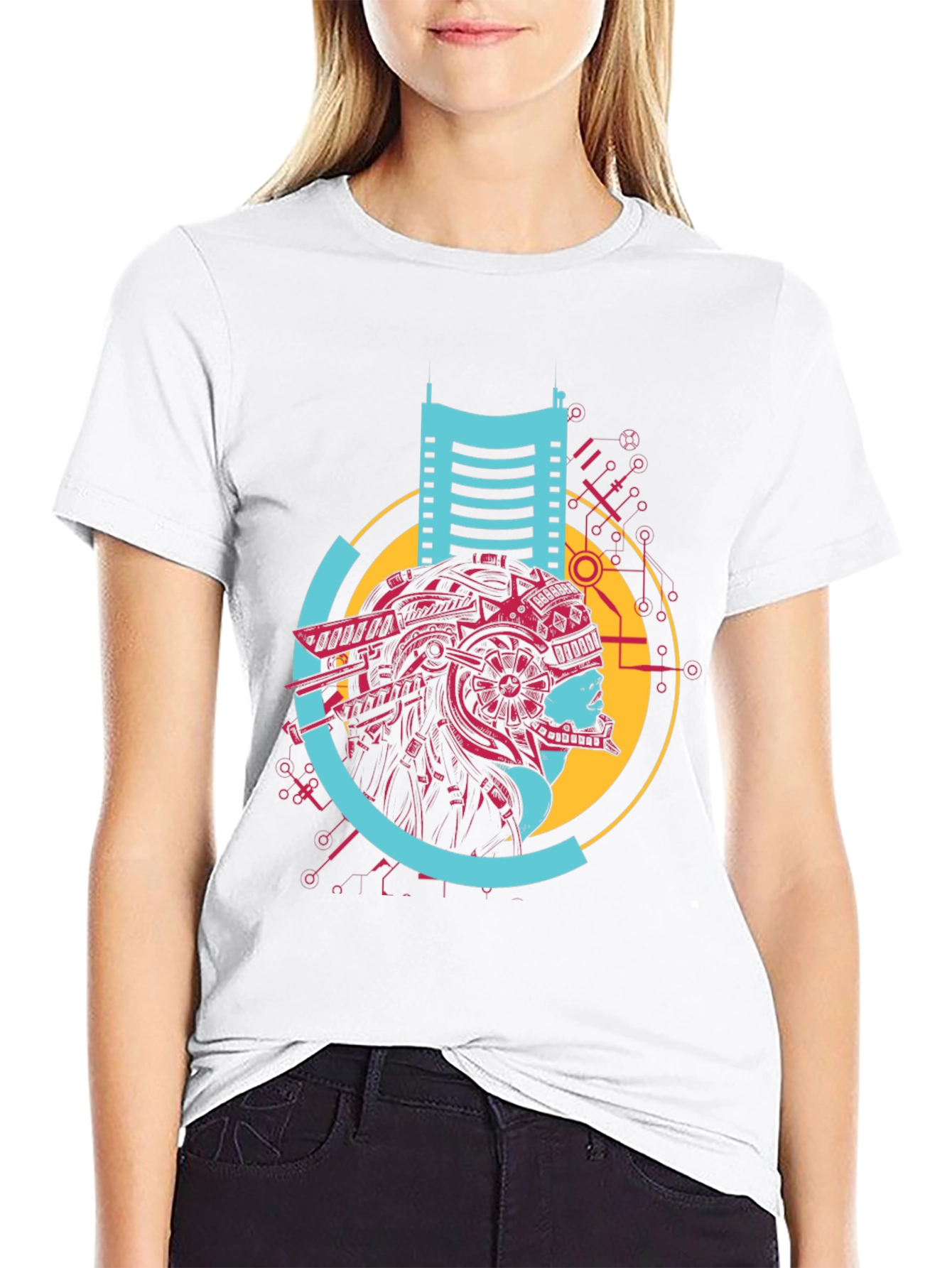 Cyberpunk Style Graphic Print Black T-Shirt