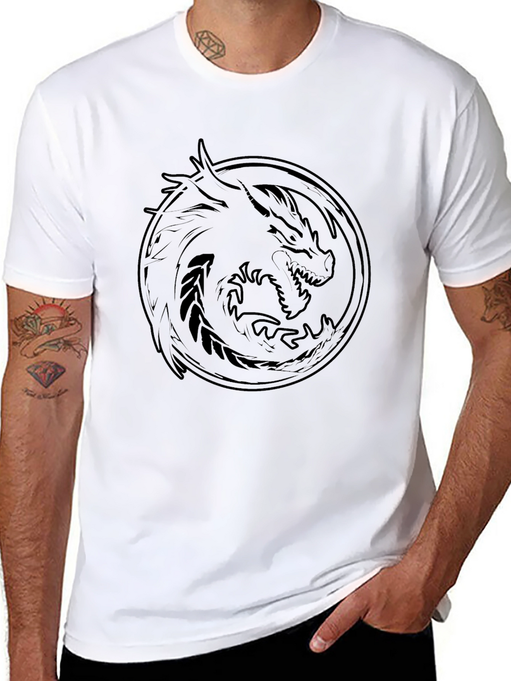 Dragon Circle Graphic Tee - Mens Black T-Shirt