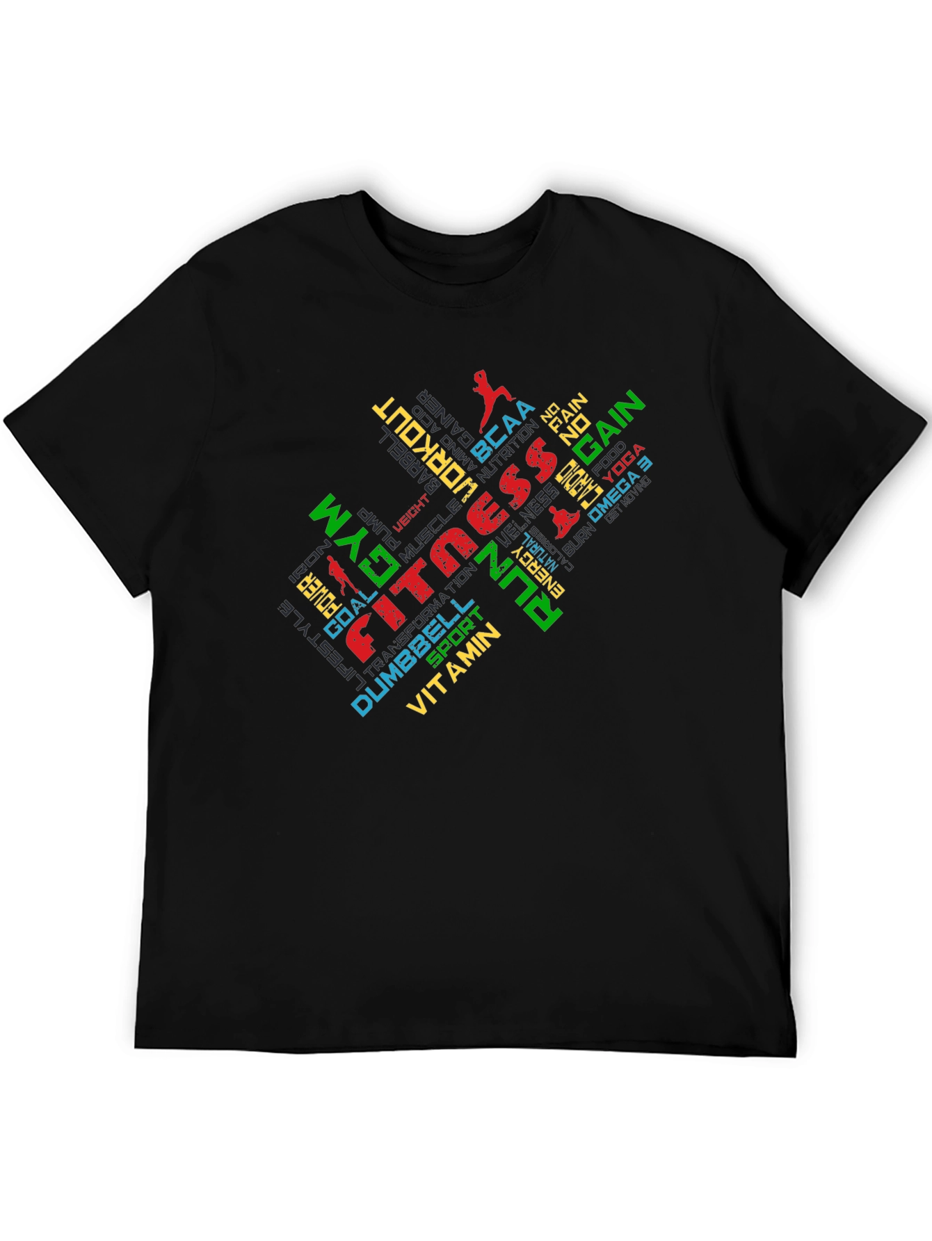Fitness Gym Workout Graphic Print Black T-Shirt