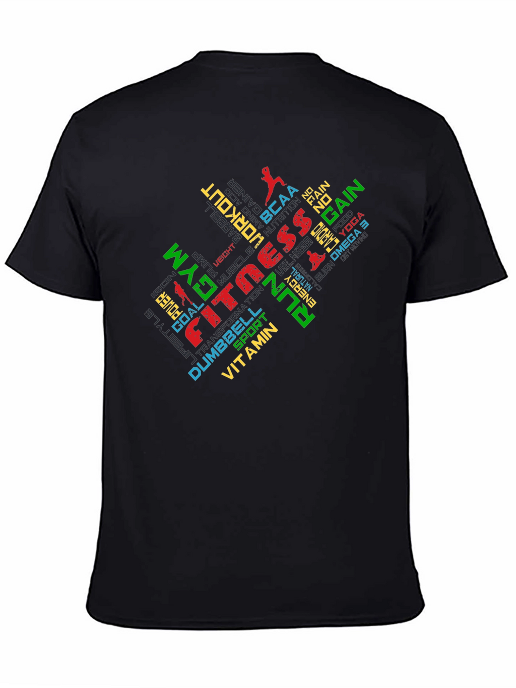 Fitness Gym Workout Graphic Print Black T-Shirt