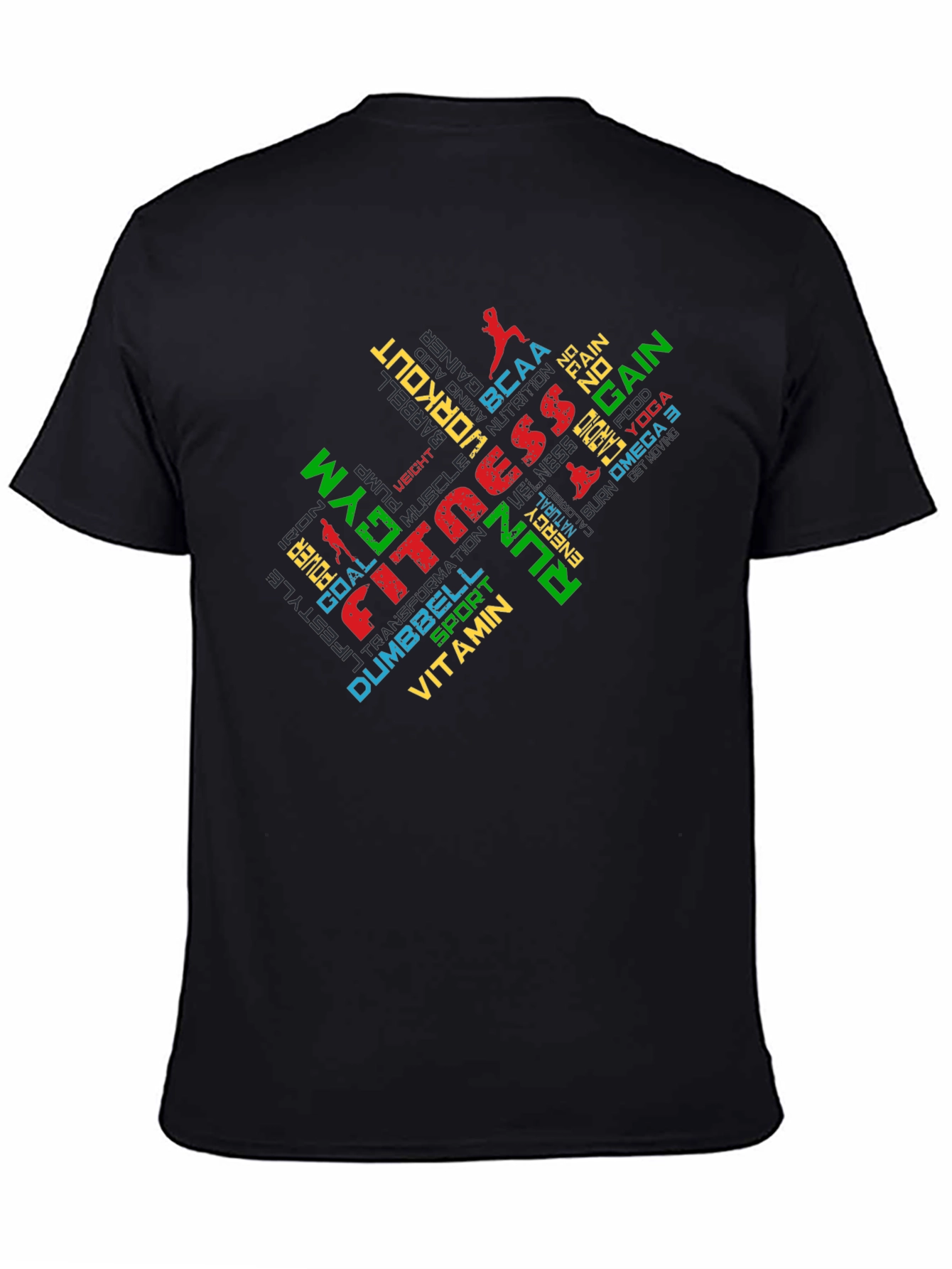 Fitness Gym Workout Graphic Print Black T-Shirt