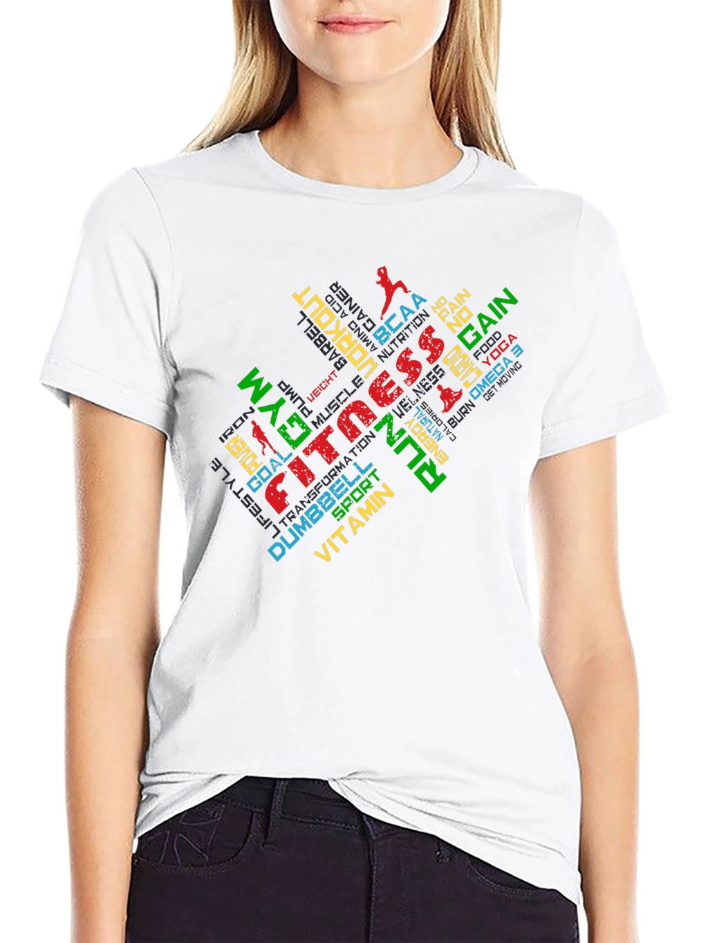 Fitness Gym Workout Graphic Print Black T-Shirt