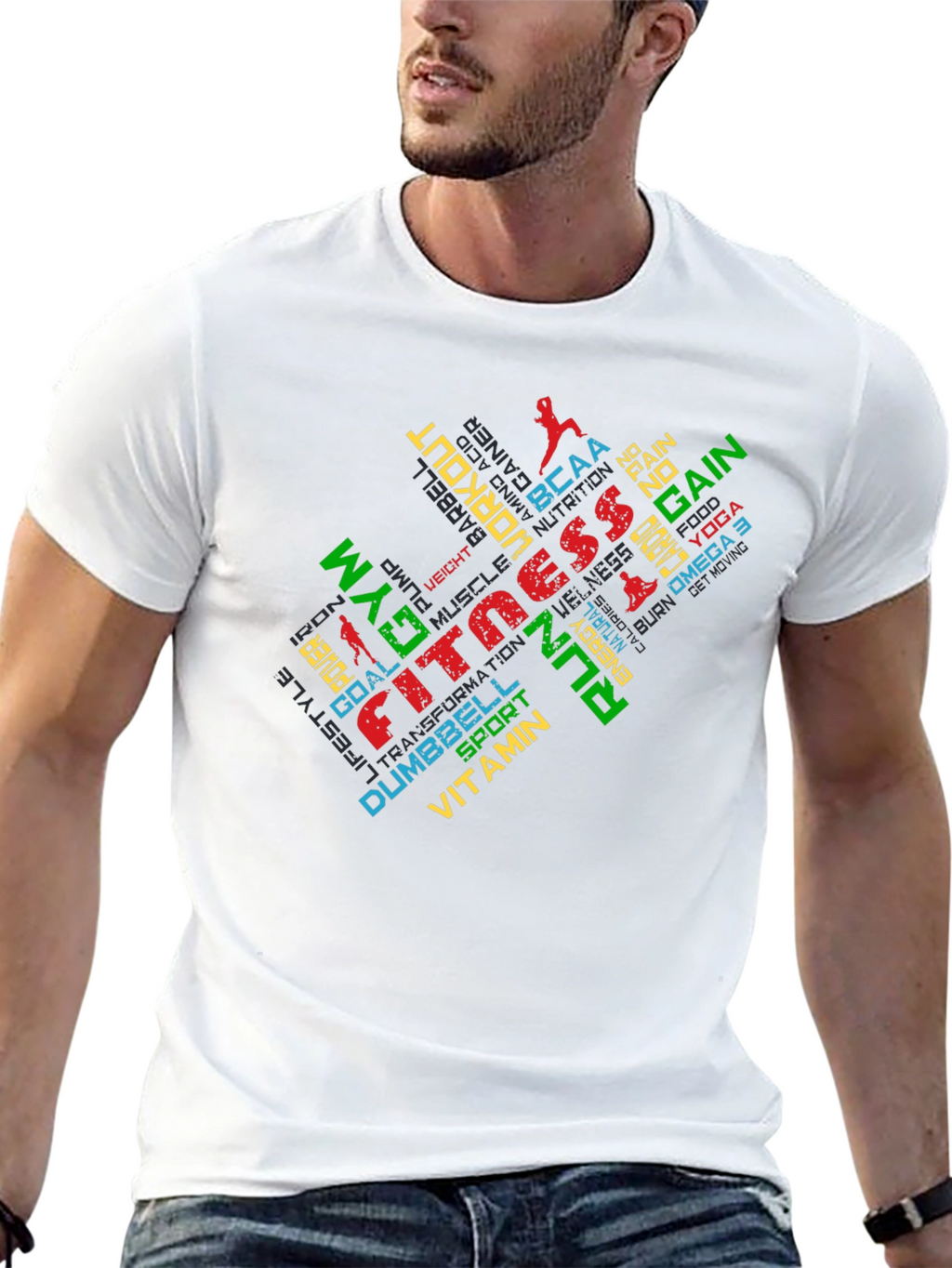 Fitness Gym Workout Graphic Print Black T-Shirt