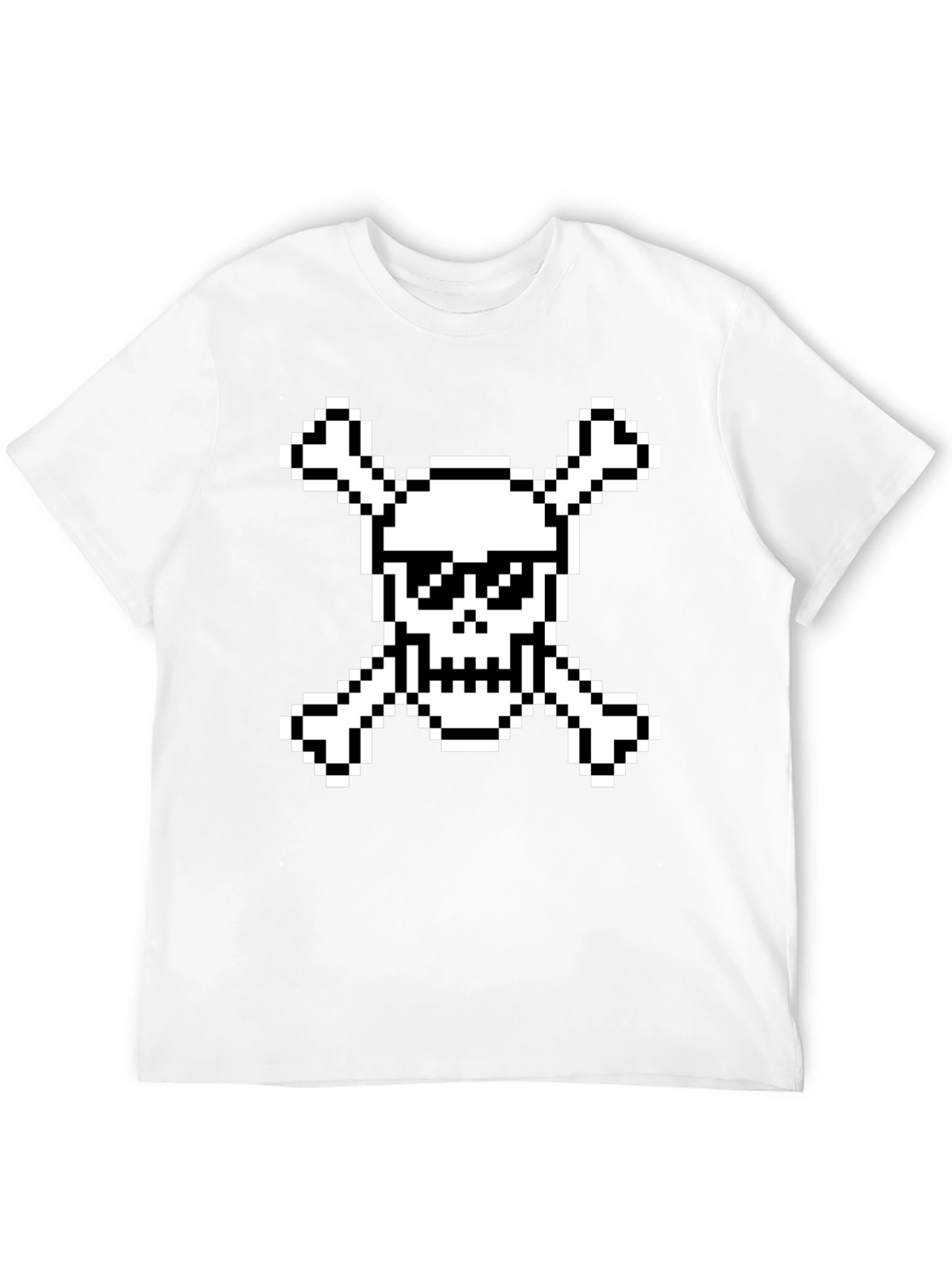 Pixel Pirate Skull & Crossbones Black Graphic Tee