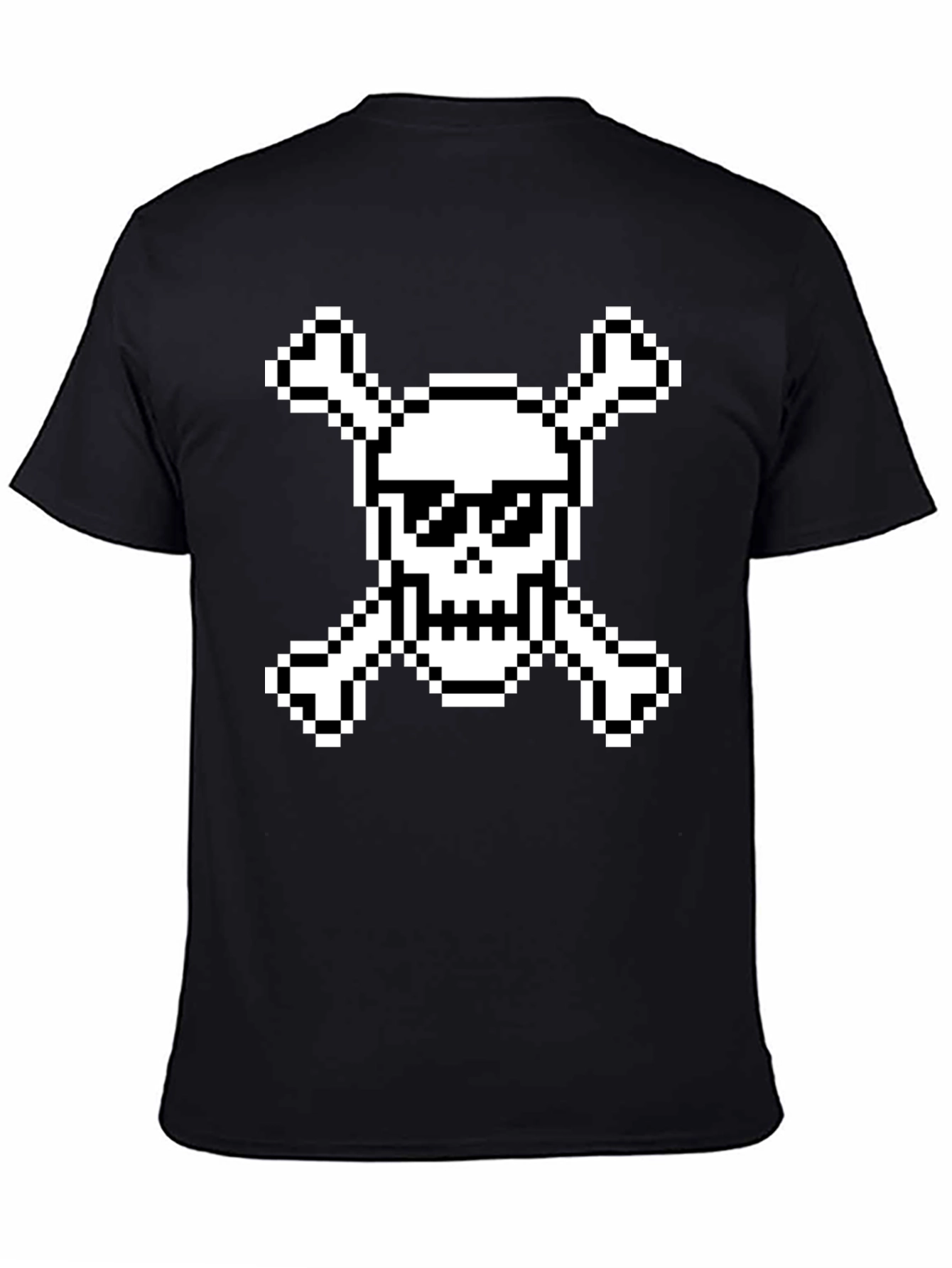 Pixel Pirate Skull & Crossbones Black Graphic Tee