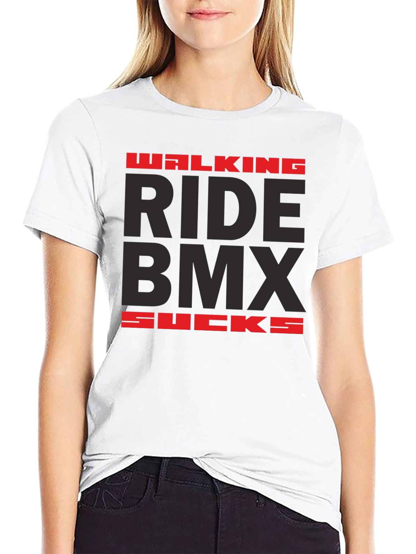 Walking Ride BMX Sucks Graphic Tee - Black