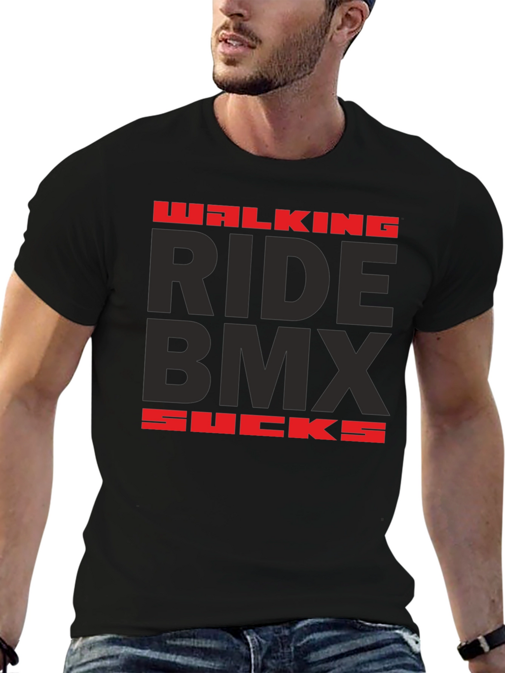Walking Ride BMX Sucks Graphic Tee - Black