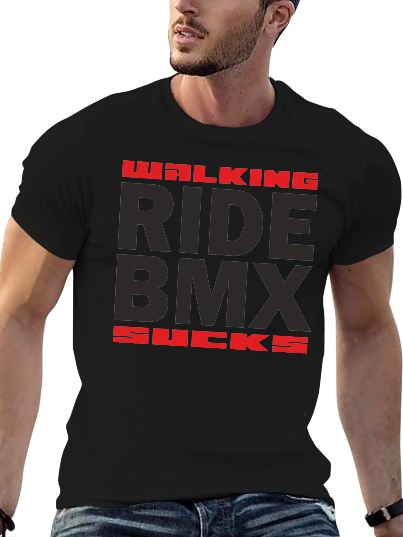 Walking Ride BMX Sucks Graphic Tee - Black