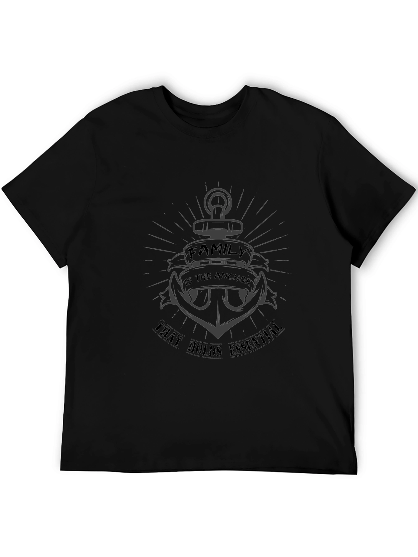 Family Anchor Graphic Print Black T-Shirt