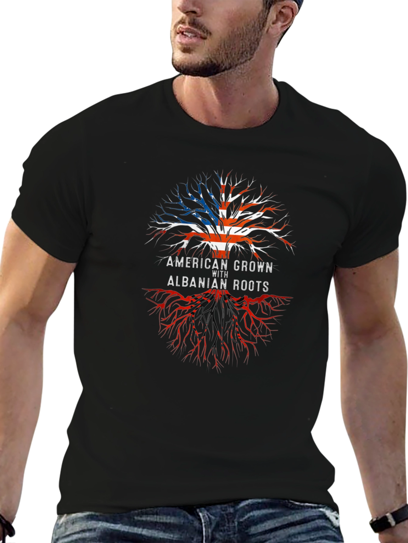 American Grown with Albanian Roots Graphic Tee