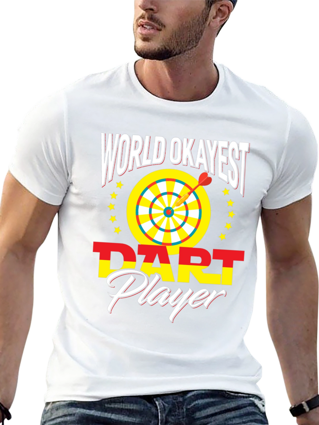 World Okayest Dart Player T-Shirt Novelty Graphic Tee