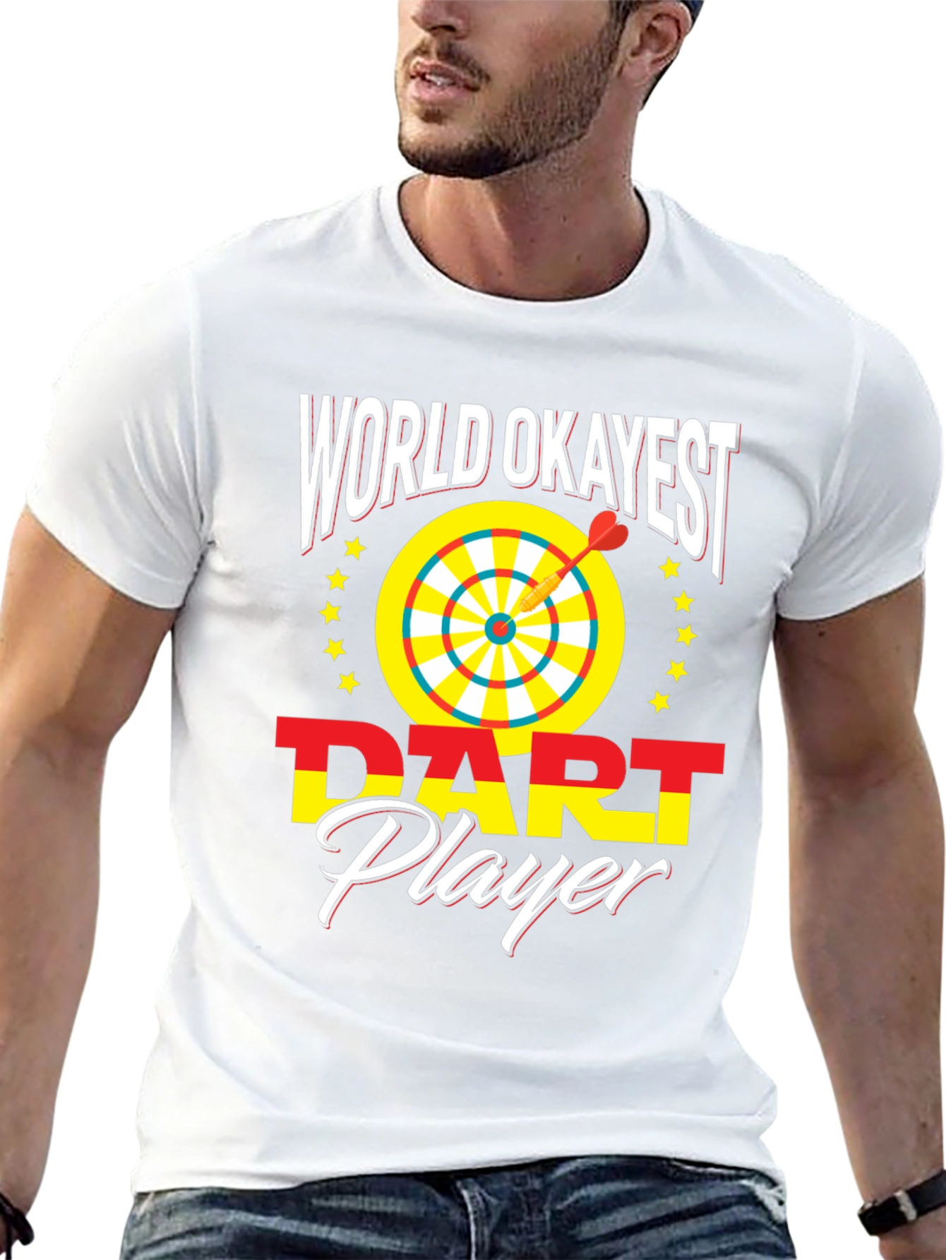 World Okayest Dart Player T-Shirt Novelty Graphic Tee
