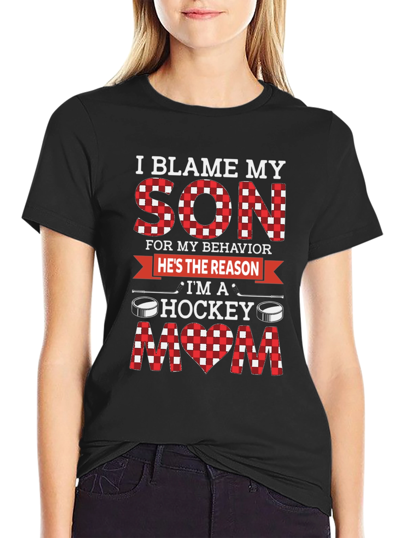 I Blame My Son Hockey Mom Graphic Tee