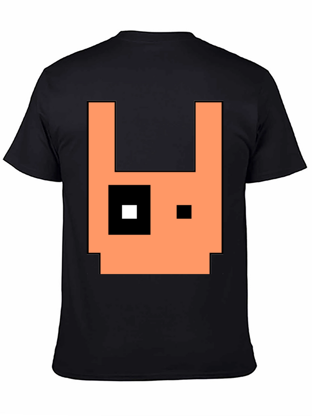 Pixel Art Rabbit Graphic Tee - Black Cotton