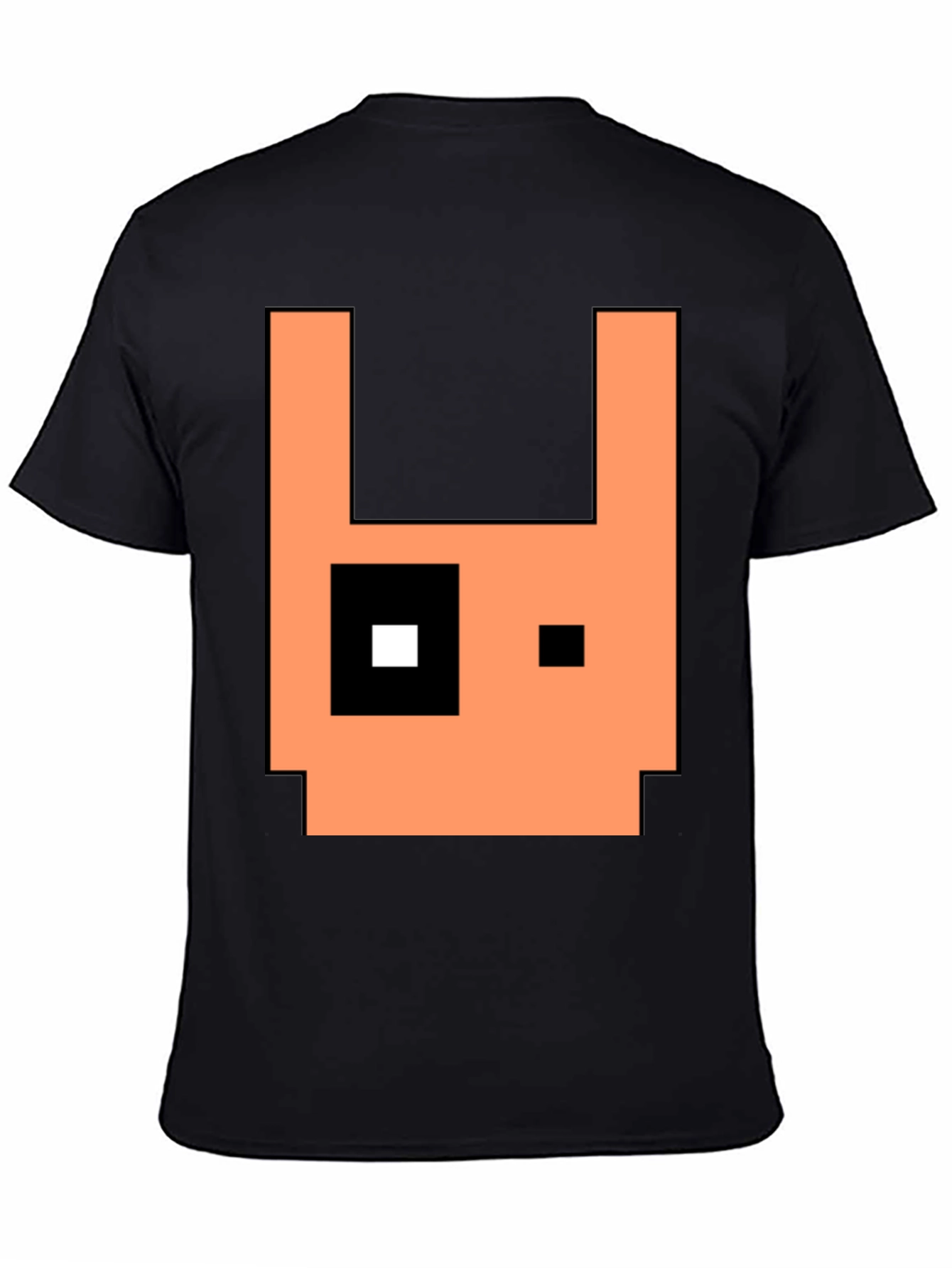 Pixel Art Rabbit Graphic Tee - Black Cotton