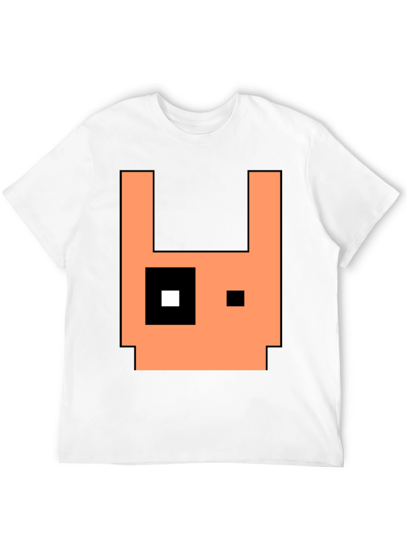 Pixel Art Rabbit Graphic Tee - Black Cotton