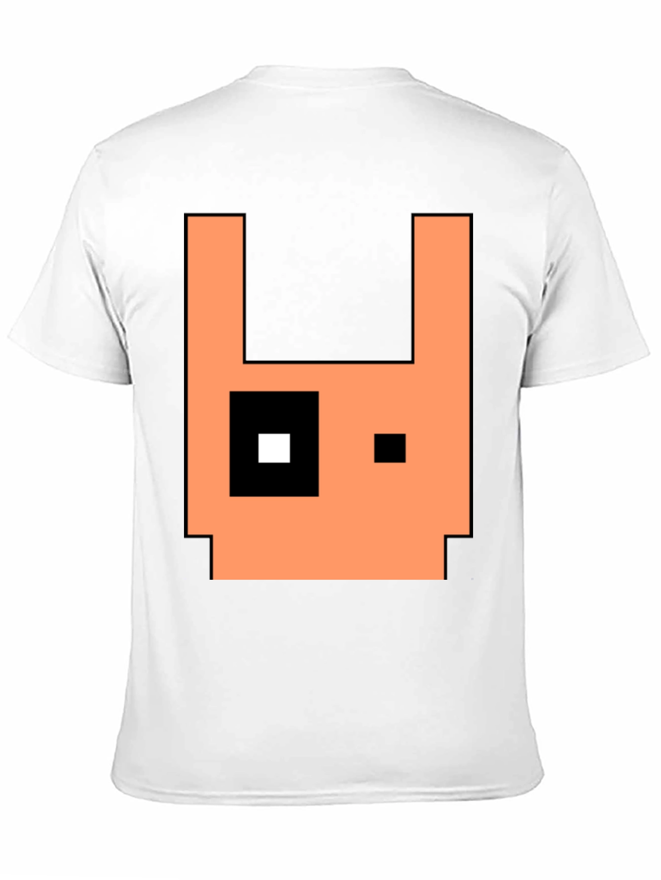 Pixel Art Rabbit Graphic Tee - Black Cotton