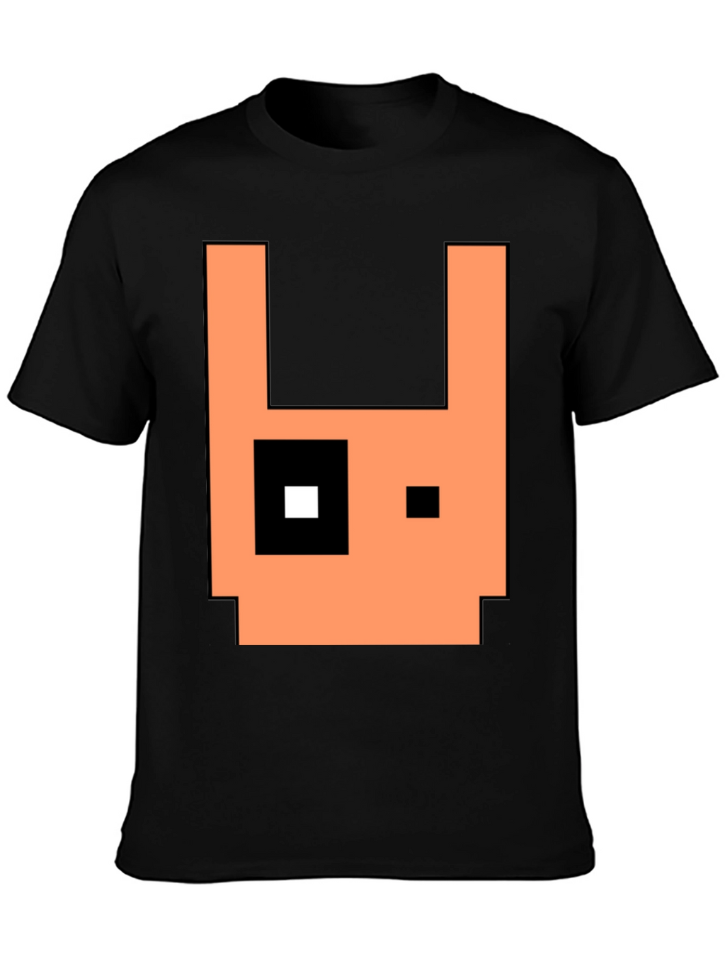 Pixel Art Rabbit Graphic Tee - Black Cotton