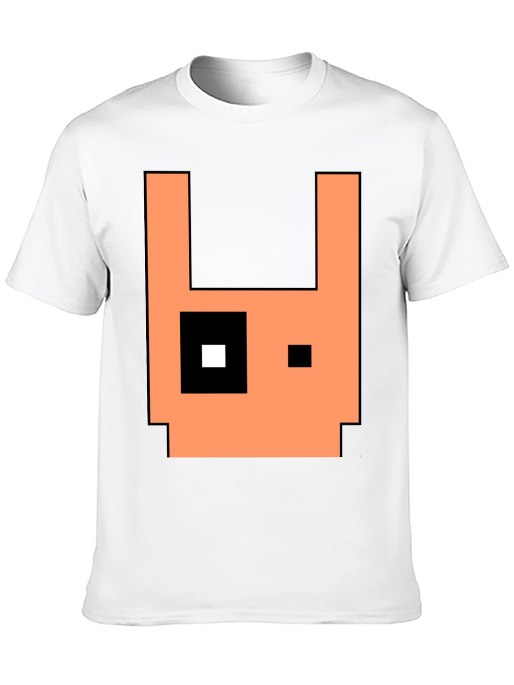 Pixel Art Rabbit Graphic Tee - Black Cotton