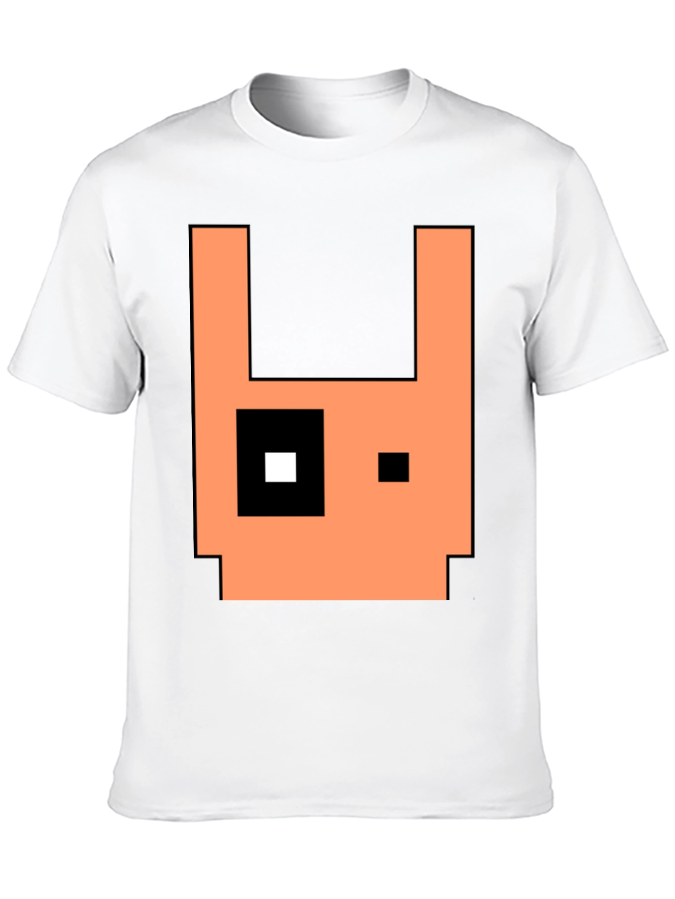 Pixel Art Rabbit Graphic Tee - Black Cotton