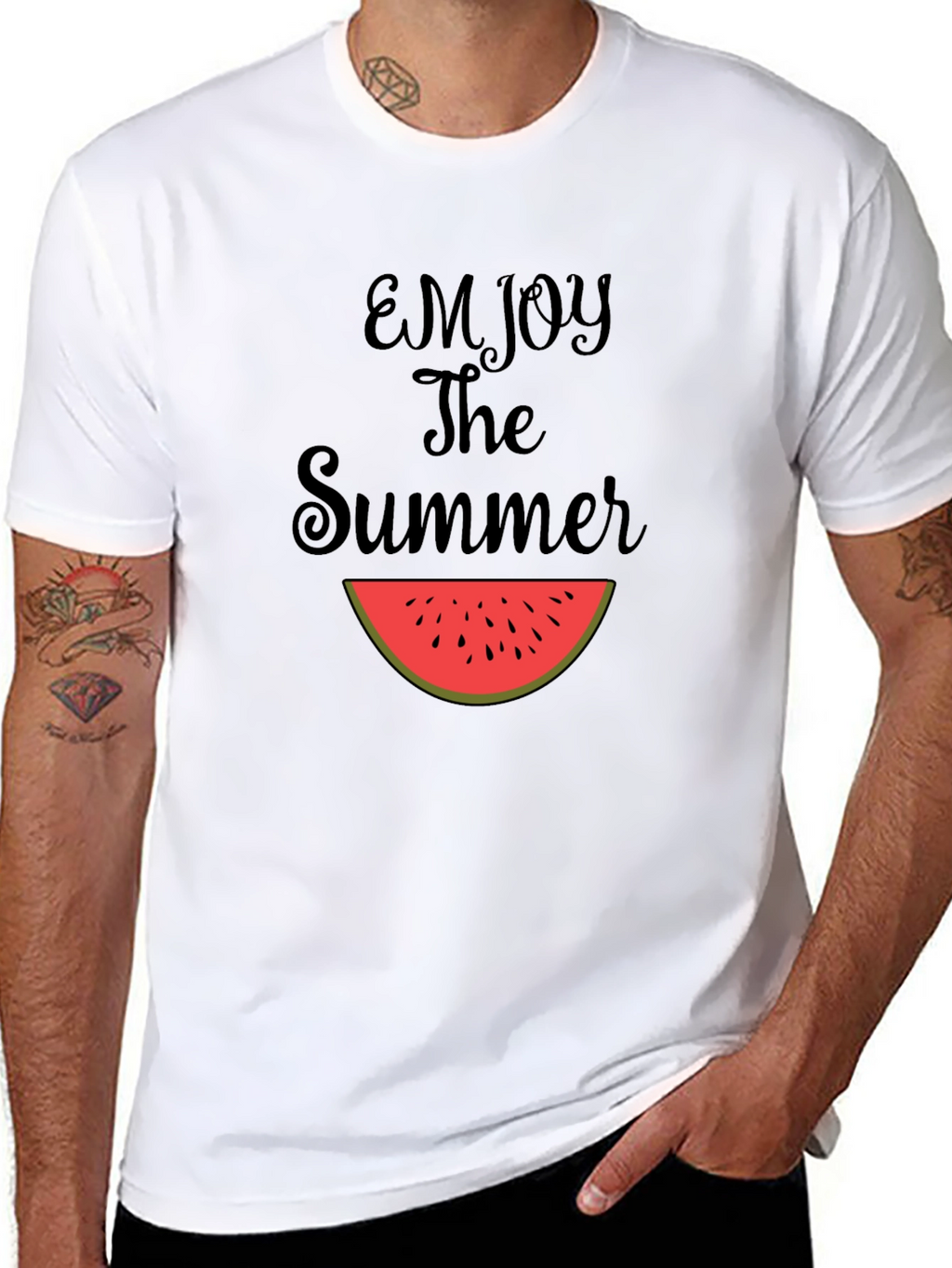 Enjoy The Summer Watermelon Slice Black T-Shirt