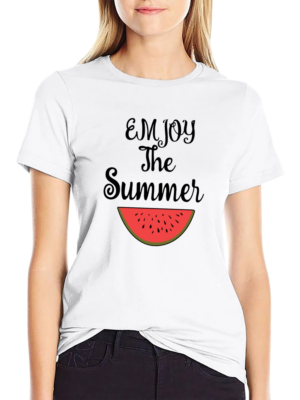 Enjoy The Summer Watermelon Slice Black T-Shirt