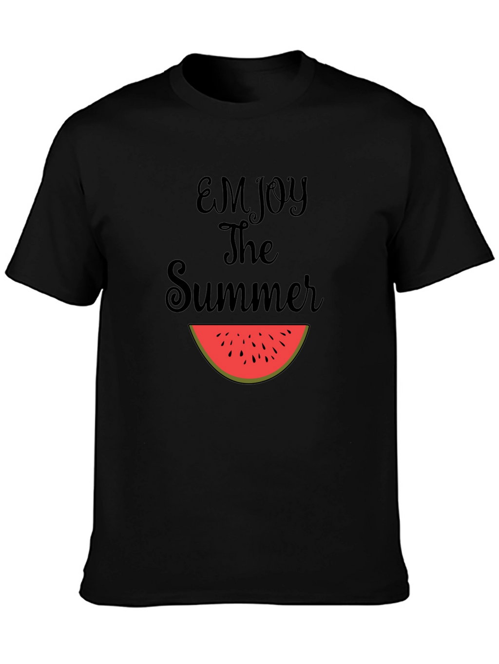 Enjoy The Summer Watermelon Slice Black T-Shirt
