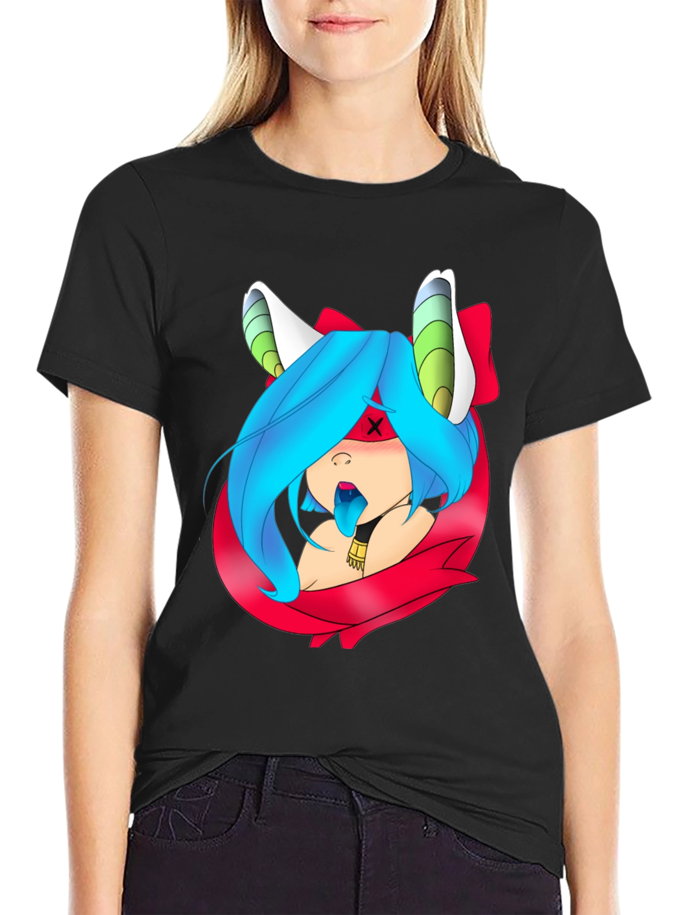 Anime Girl Graphic Tee - Unique Design Black T-Shirt