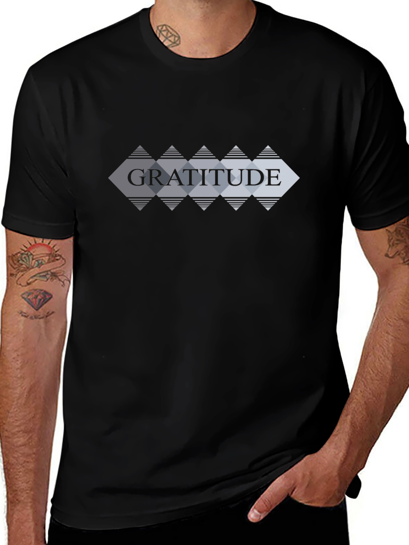 Gratitude Graphic T-Shirt - Mens Black Tee
