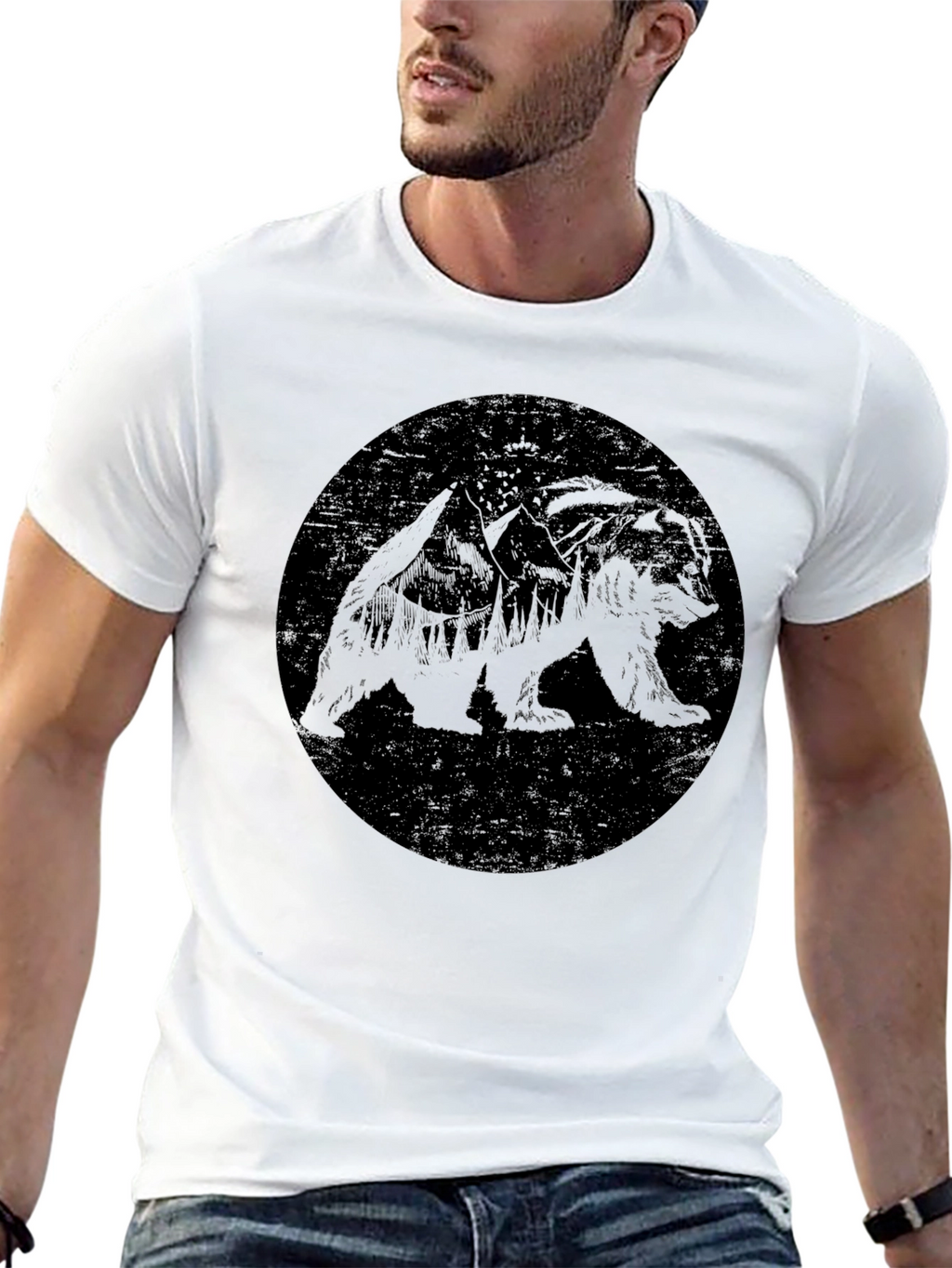 Black Bear Graphic Tee - Mens Crew Neck T-Shirt
