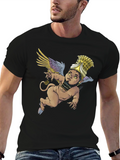 Winged Deity Graphic Tee - Unique Black T-Shirt
