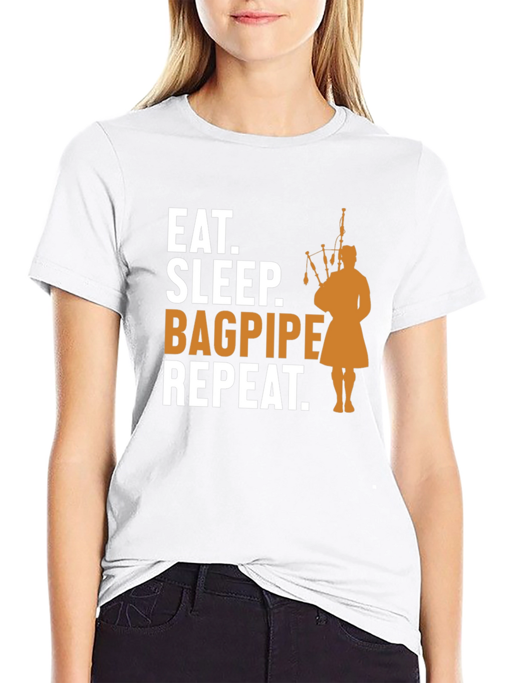 Eat Sleep Bagpipe Repeat T-Shirt - Black