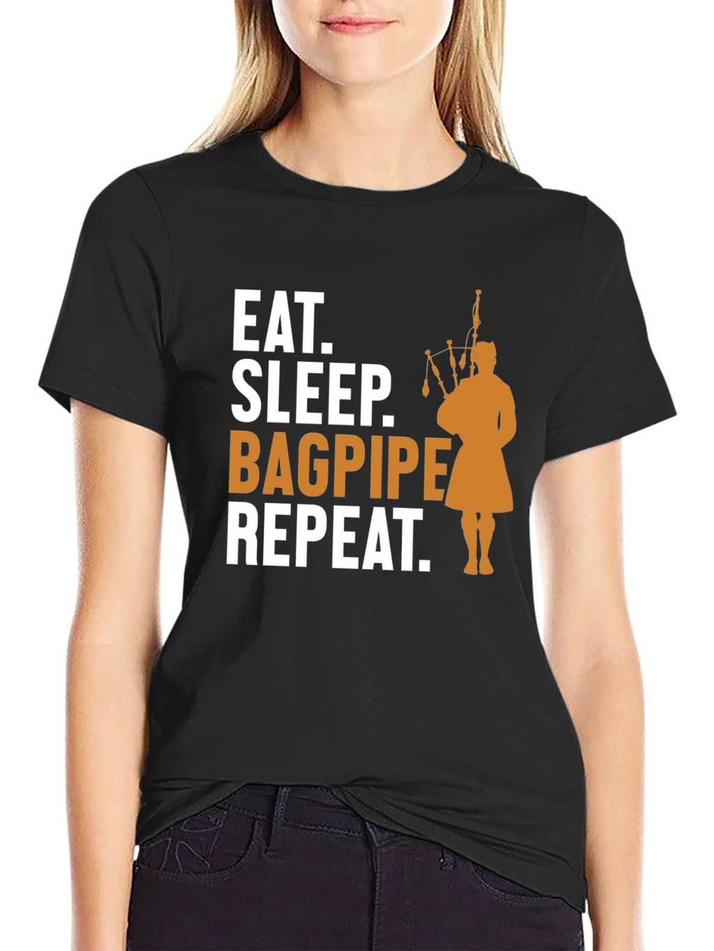 Eat Sleep Bagpipe Repeat T-Shirt - Black