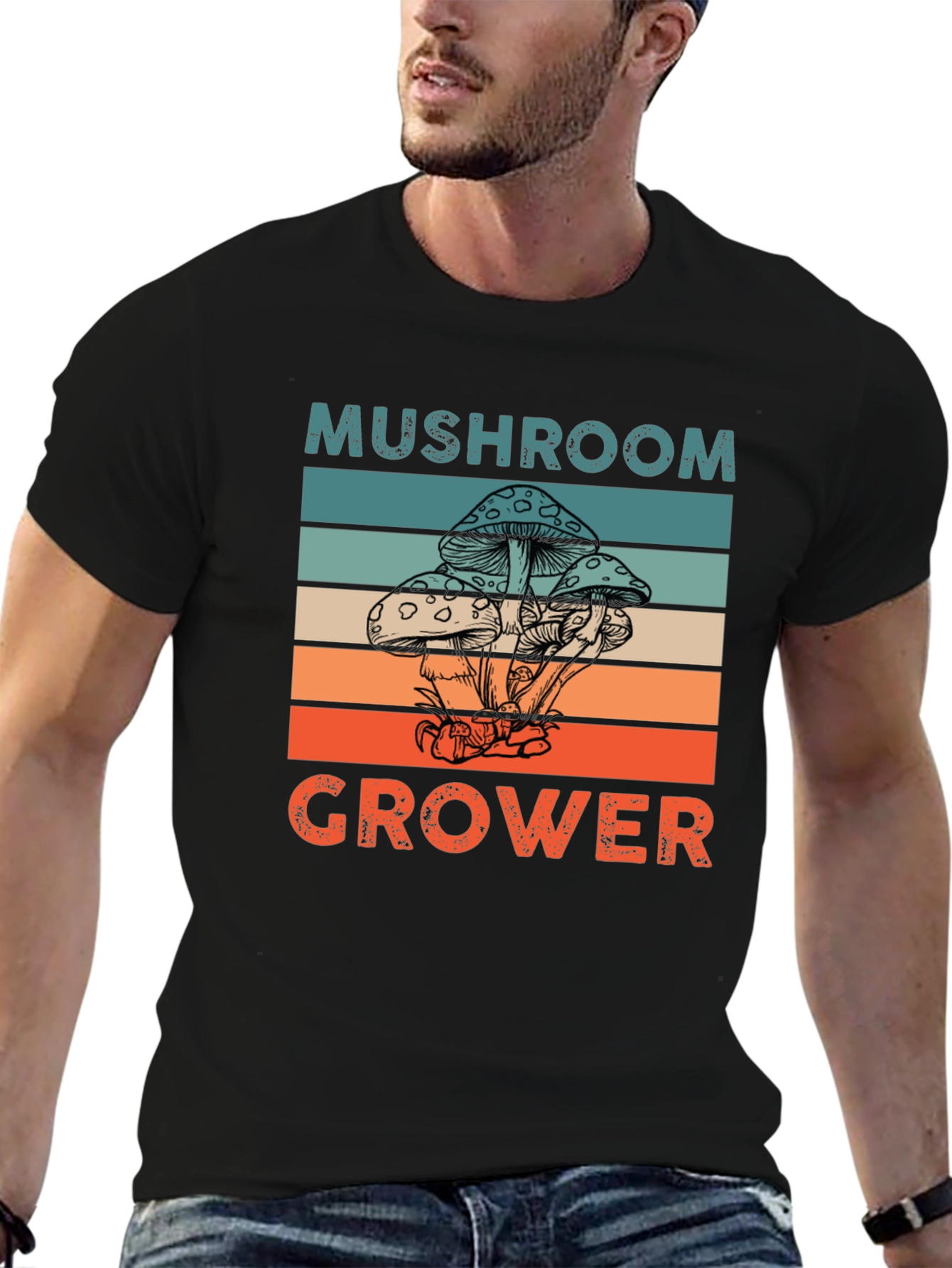 Mushroom Grower Graphic Tee Retro Style