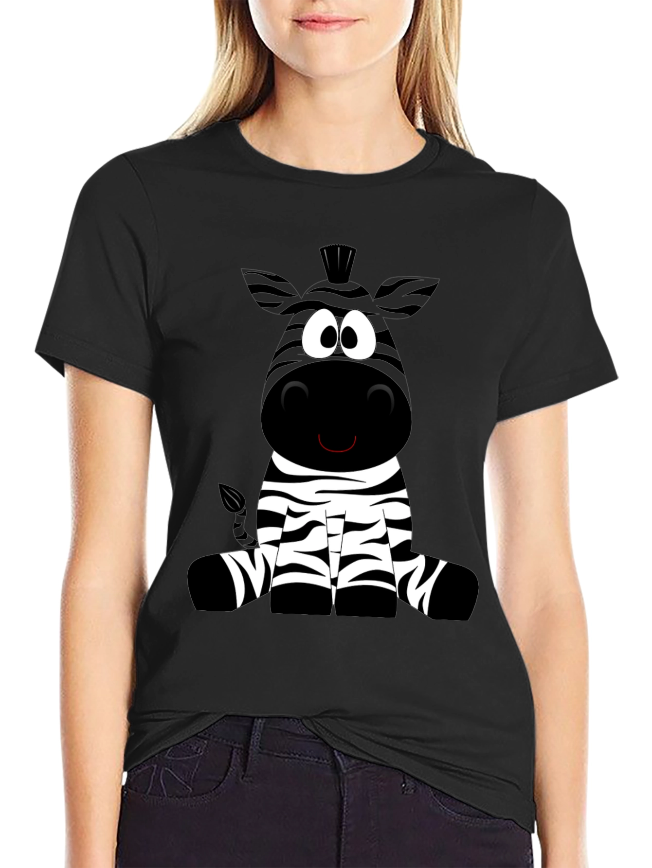 Cartoon Zebra Graphic Tee - Soft Cotton Blend Shirt