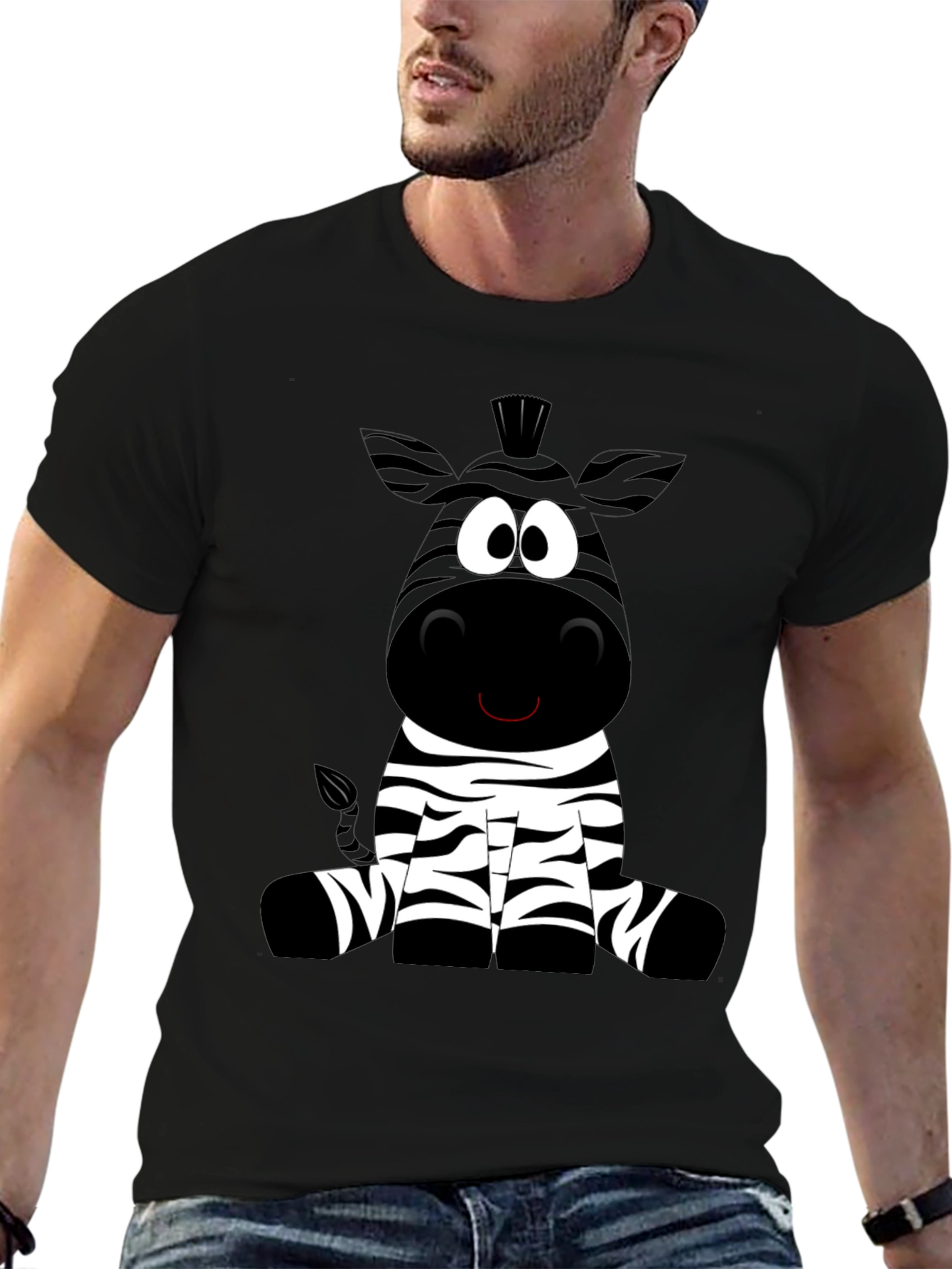 Cartoon Zebra Graphic Tee - Soft Cotton Blend Shirt
