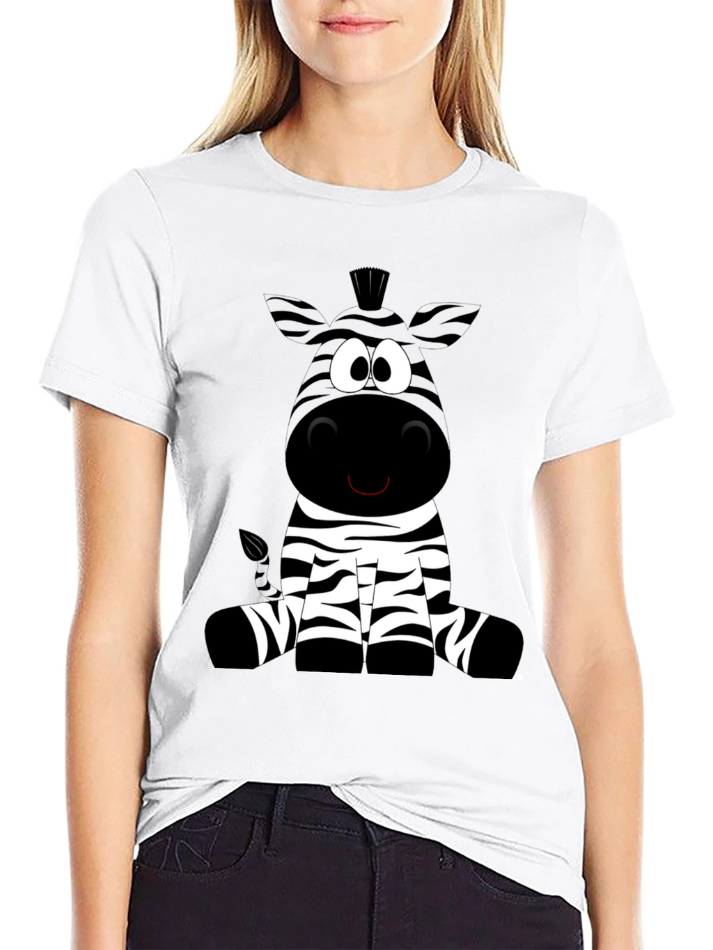 Cartoon Zebra Graphic Tee - Soft Cotton Blend Shirt