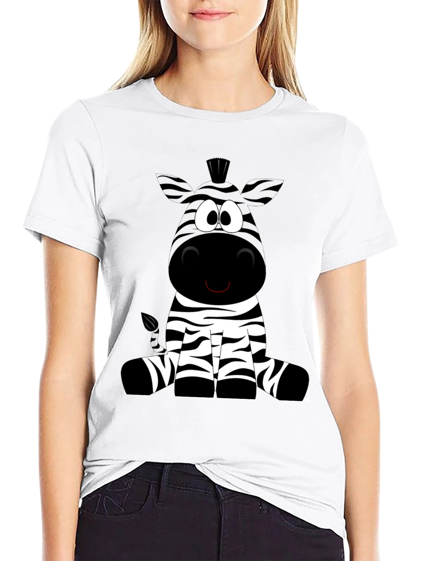 Cartoon Zebra Graphic Tee - Soft Cotton Blend Shirt