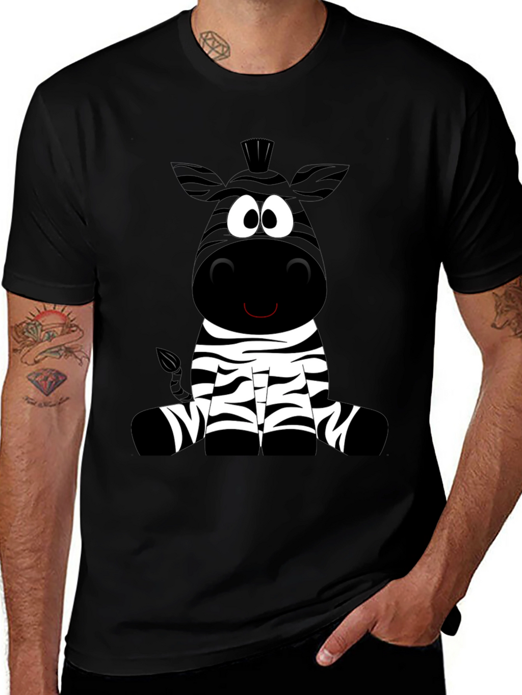 Cartoon Zebra Graphic Tee - Soft Cotton Blend Shirt