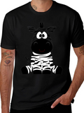 Cartoon Zebra Graphic Tee - Soft Cotton Blend Shirt