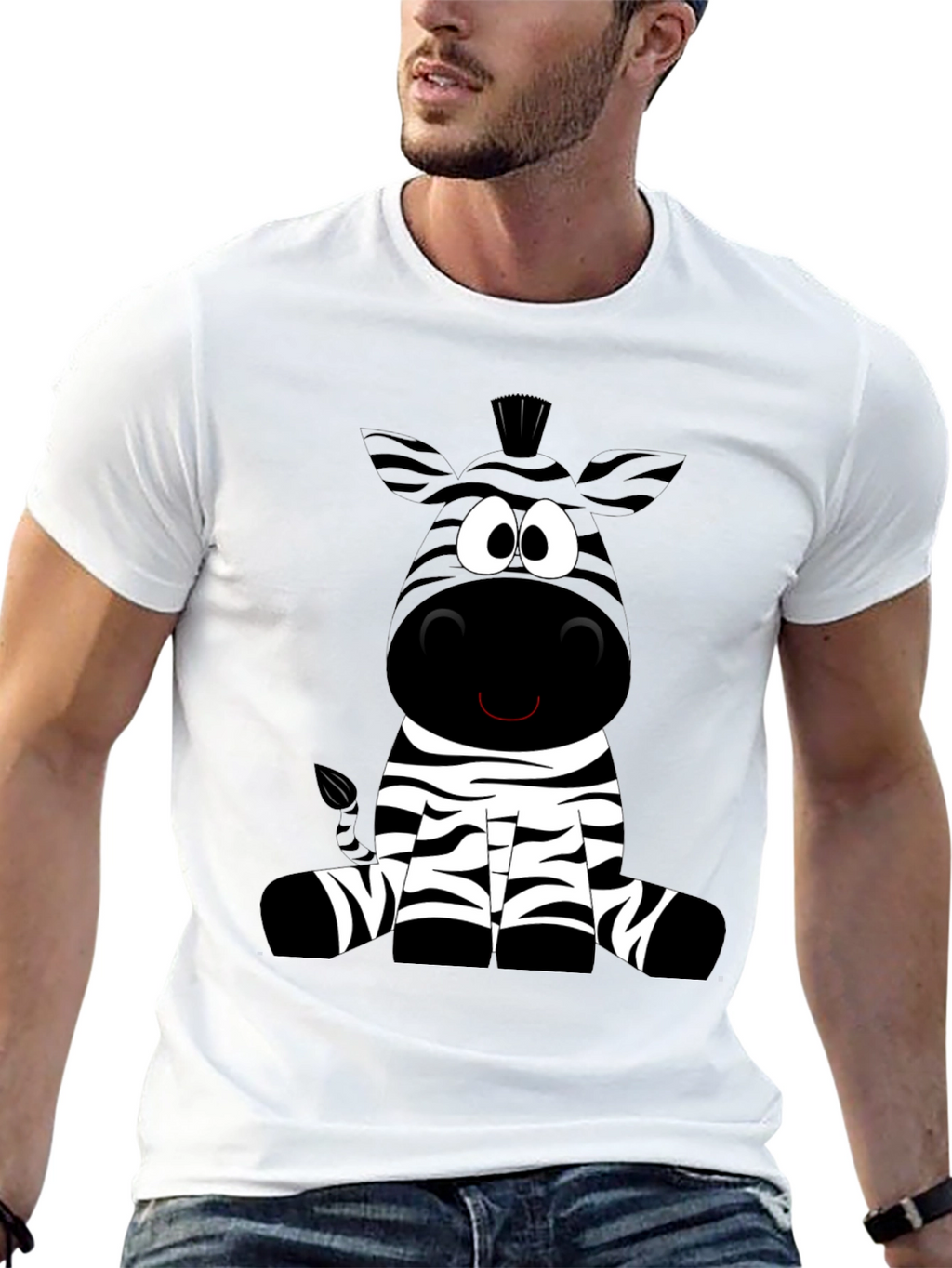 Cartoon Zebra Graphic Tee - Soft Cotton Blend Shirt