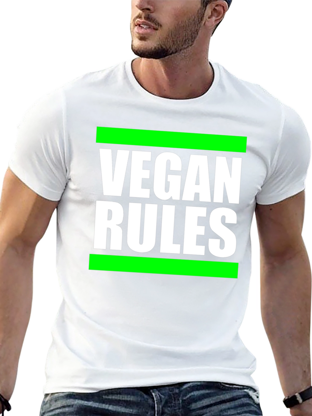 Vegan Rules Graphic Tee - Bold Statement Shirt