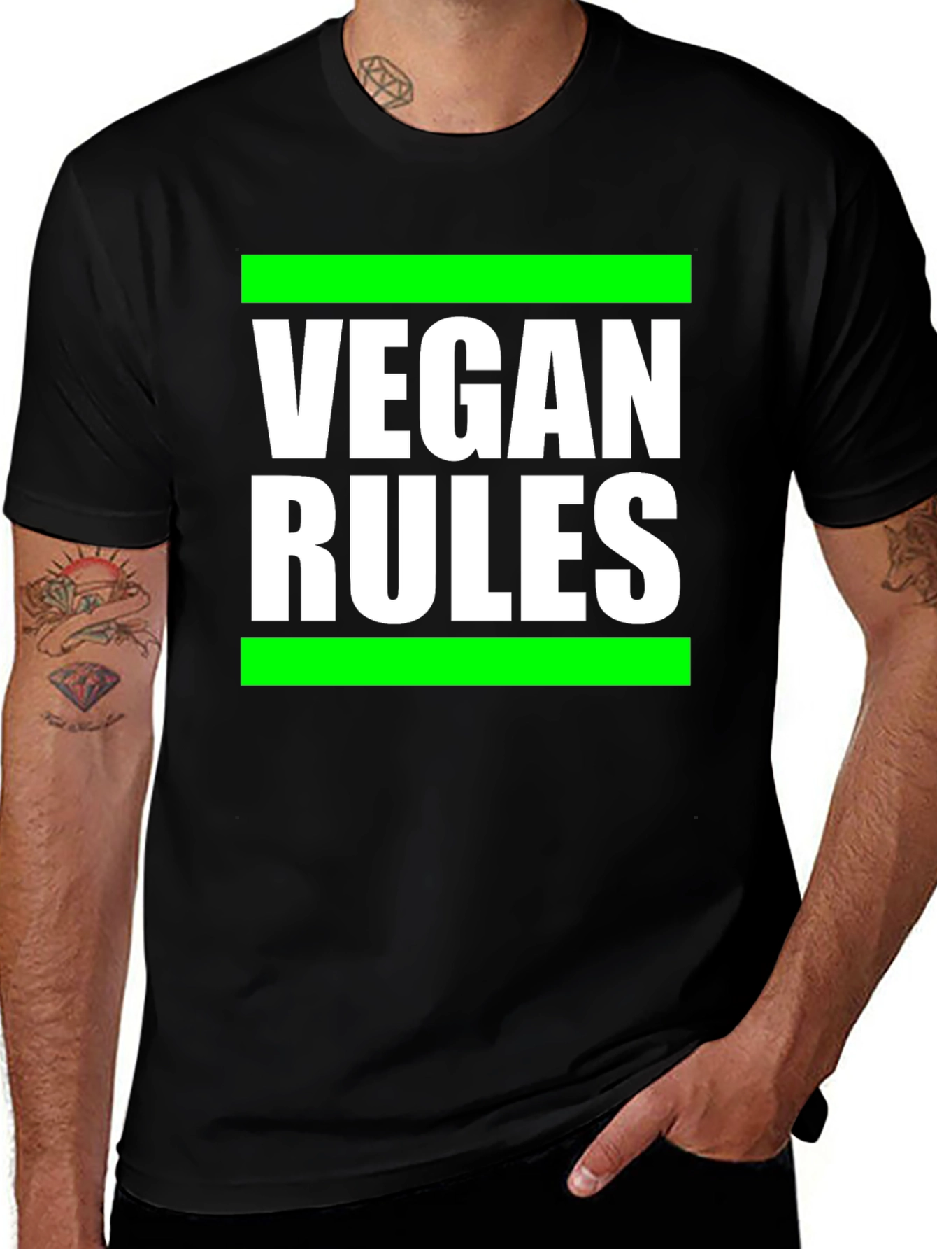 Vegan Rules Graphic Tee - Bold Statement Shirt