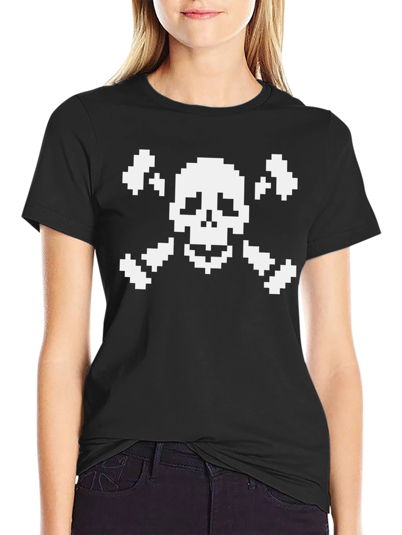 Pixel Skull T-Shirt - Black Graphic Tee