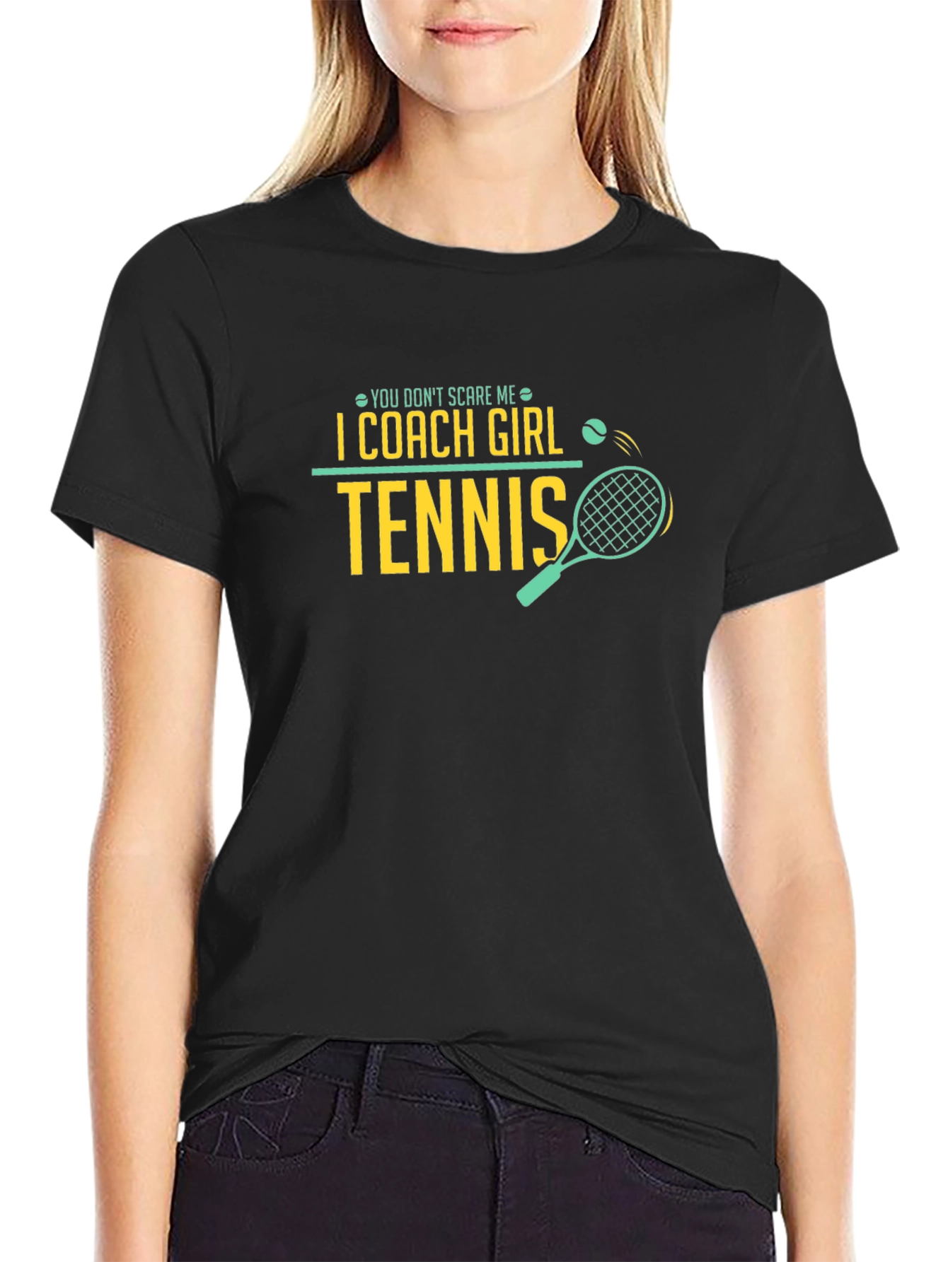 I Coach Girl Tennis Black T-Shirt